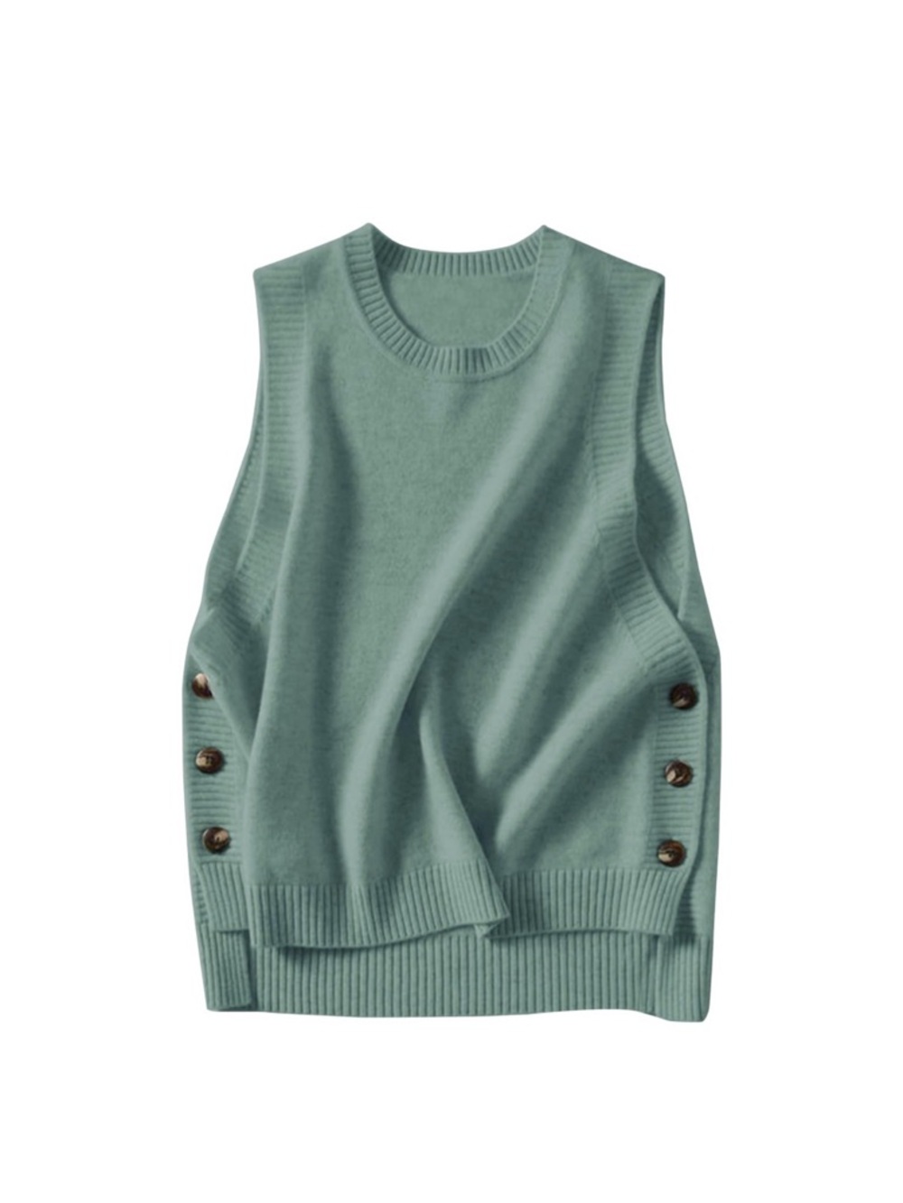 Women’s Teal Button-Trim Knit Tank Top